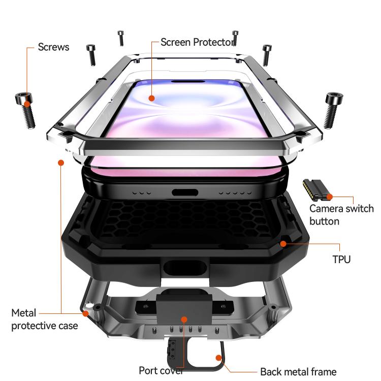For iPhone 17 R-JUST Sliding Camera IP54 Life Waterproof Holder Phone Case