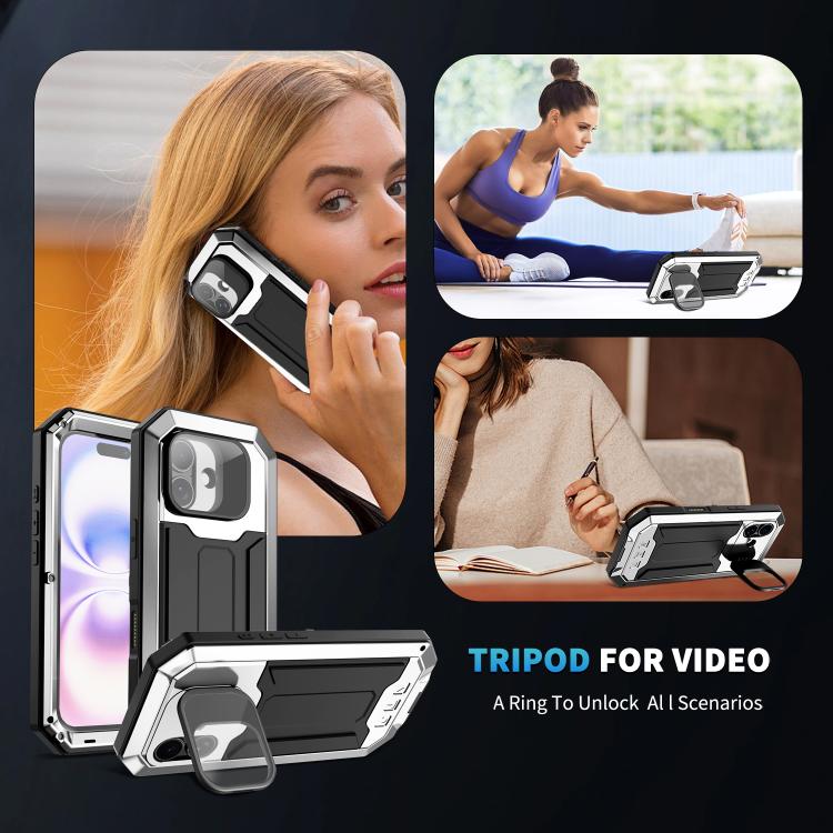 For iPhone 17 R-JUST Sliding Camera IP54 Life Waterproof Holder Phone Case