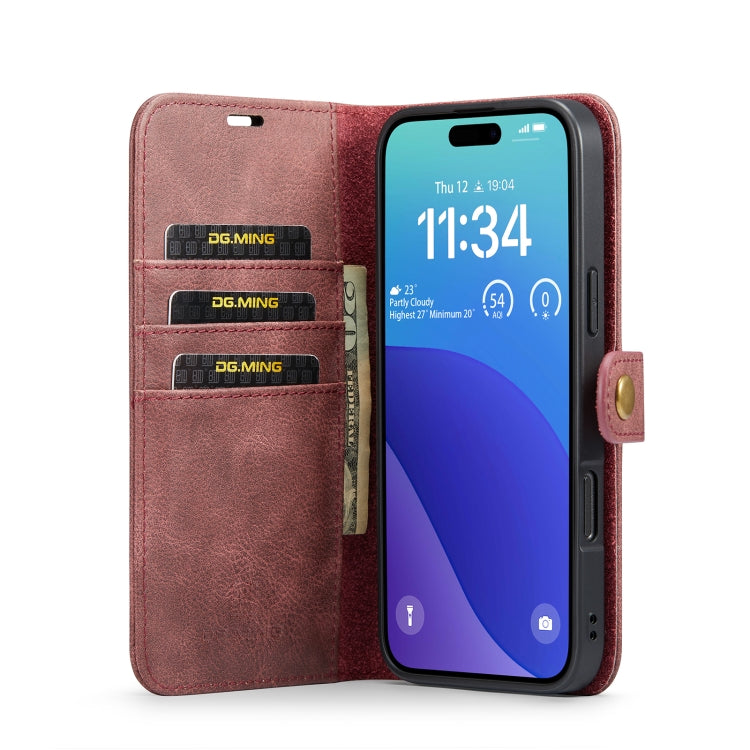 For iPhone 16 Pro Max DG.MING Crazy Horse Texture Detachable Magnetic Leather Phone Case