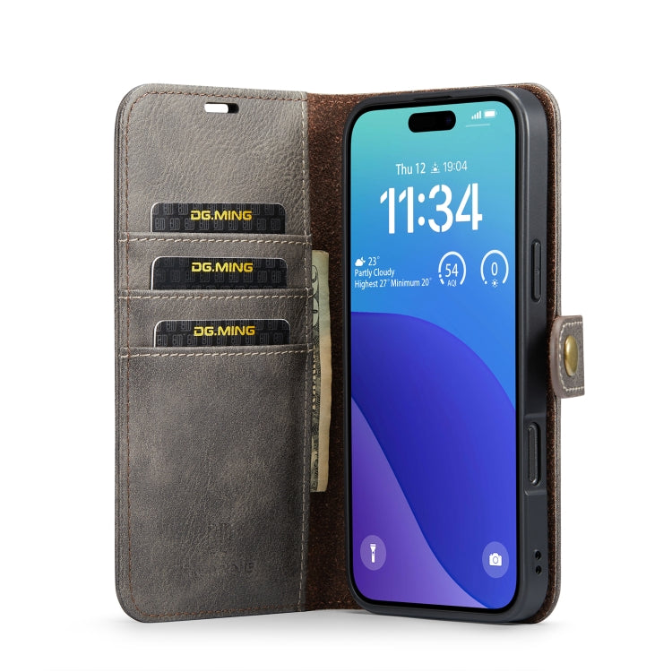 For iPhone 16 Pro DG.MING Crazy Horse Texture Detachable Magnetic Leather Phone Case