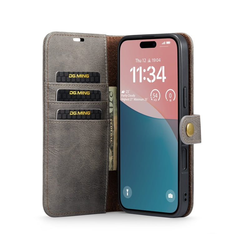 For iPhone 16 DG.MING Crazy Horse Texture Detachable Magnetic Leather Phone Case
