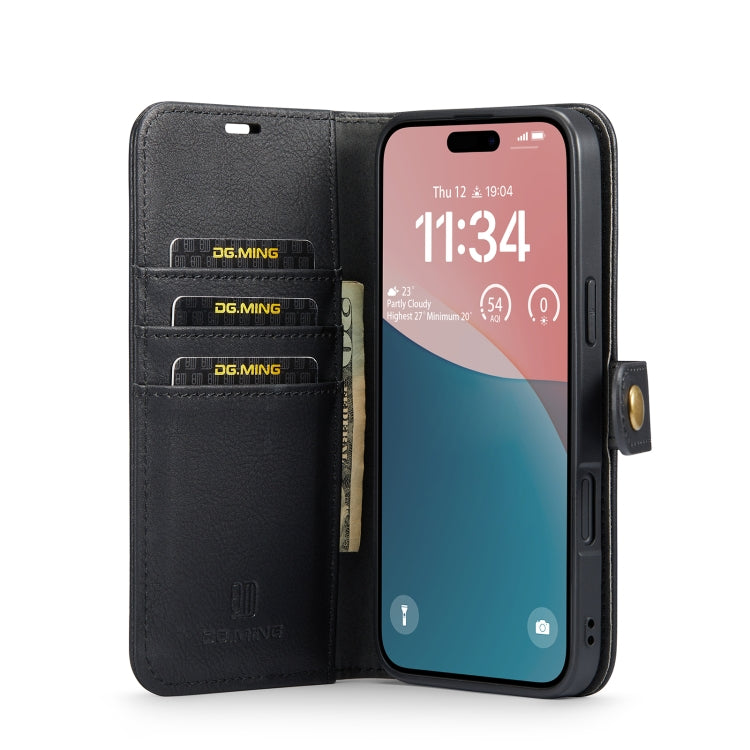 For iPhone 16 DG.MING Crazy Horse Texture Detachable Magnetic Leather Phone Case