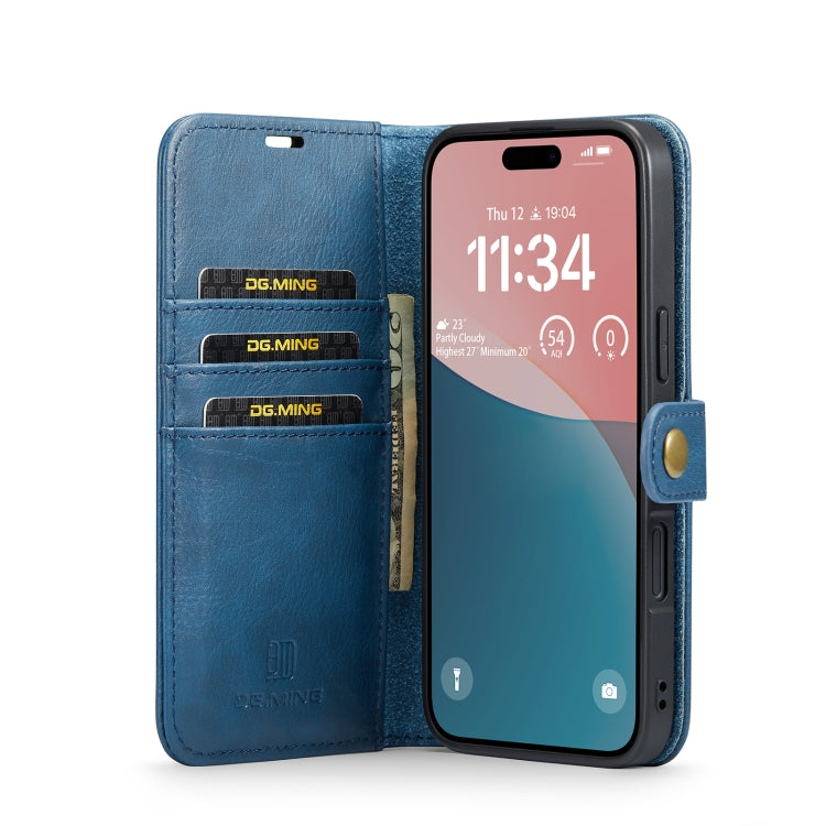 For iPhone 16 DG.MING Crazy Horse Texture Detachable Magnetic Leather Phone Case