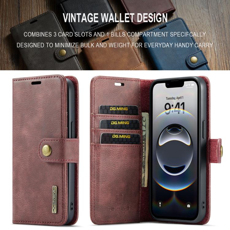 For iPhone 17e / 16e DG.MING Crazy Horse Texture Detachable Magnetic Leather Phone Case