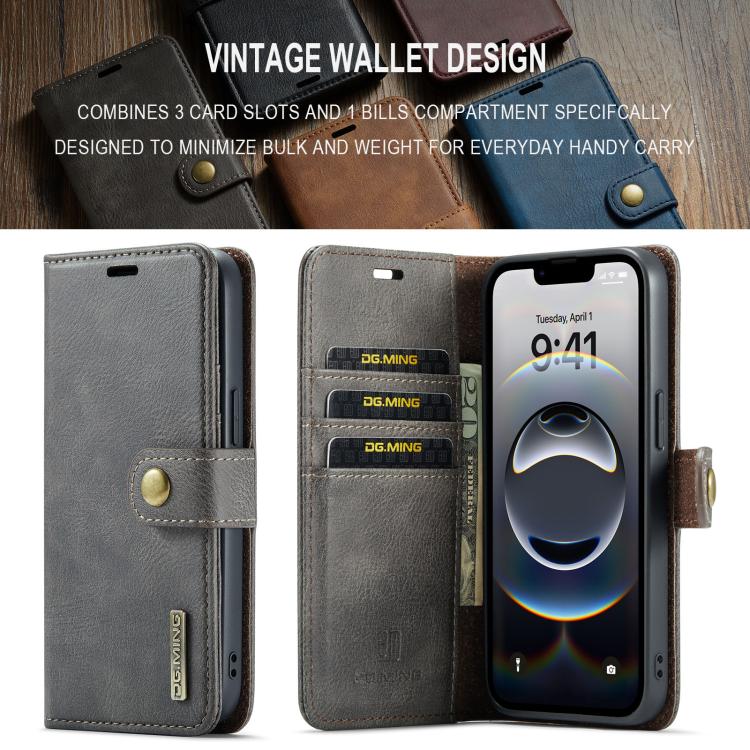 For iPhone 17e / 16e DG.MING Crazy Horse Texture Detachable Magnetic Leather Phone Case
