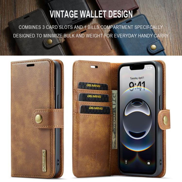 For iPhone 17e / 16e DG.MING Crazy Horse Texture Detachable Magnetic Leather Phone Case