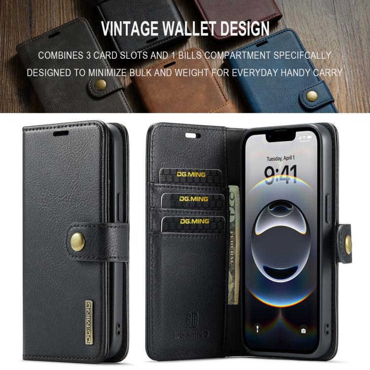 For iPhone 17e / 16e DG.MING Crazy Horse Texture Detachable Magnetic Leather Phone Case