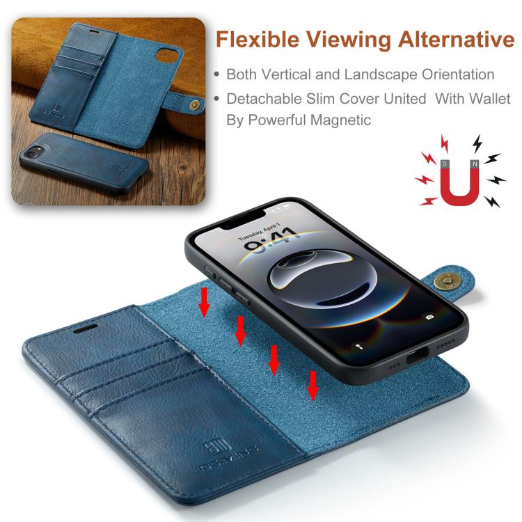 For iPhone 17e / 16e DG.MING Crazy Horse Texture Detachable Magnetic Leather Phone Case