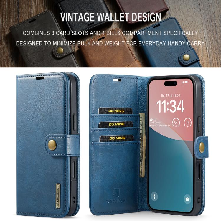 For iPhone 17 DG.MING Crazy Horse Texture Detachable Magnetic Leather Phone Case