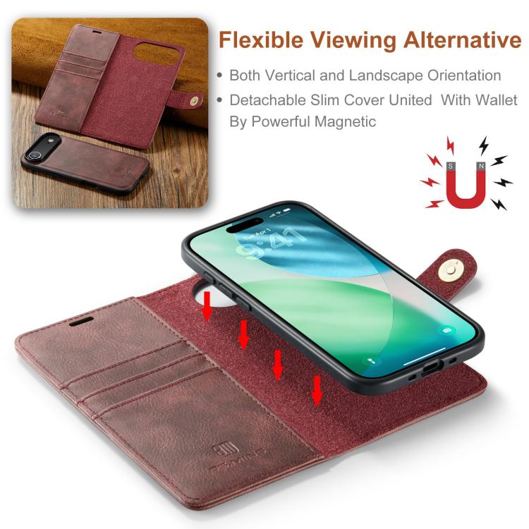 For iPhone Air DG.MING Crazy Horse Texture Detachable Magnetic Leather Phone Case