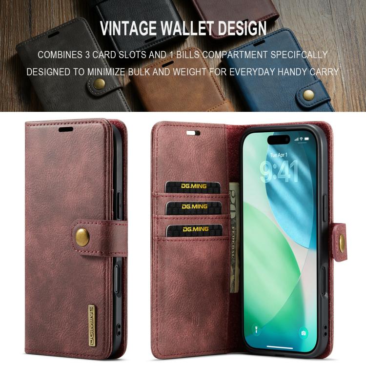 For iPhone Air DG.MING Crazy Horse Texture Detachable Magnetic Leather Phone Case