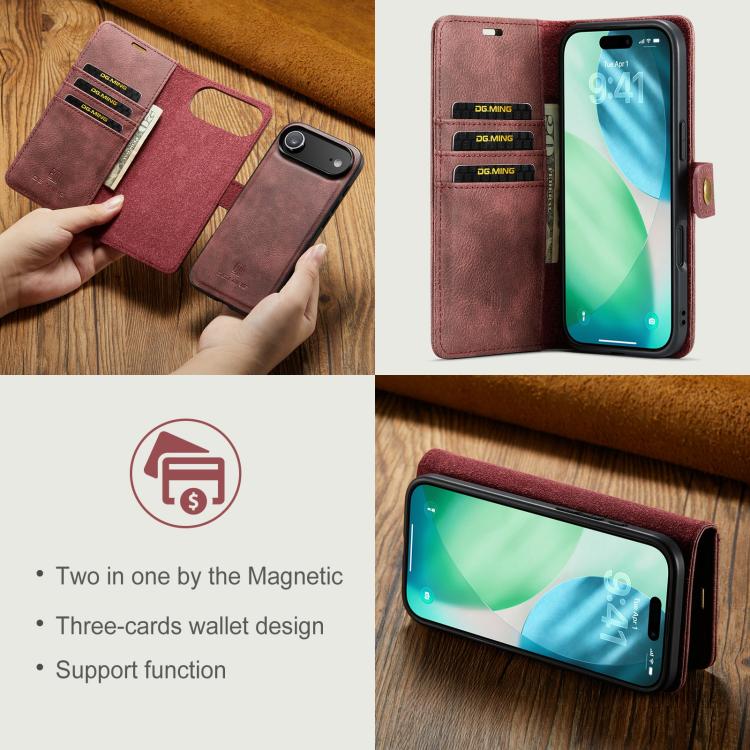 For iPhone Air DG.MING Crazy Horse Texture Detachable Magnetic Leather Phone Case