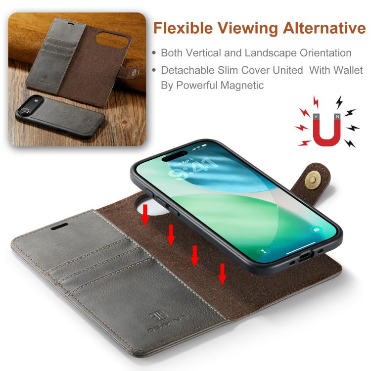 For iPhone Air DG.MING Crazy Horse Texture Detachable Magnetic Leather Phone Case