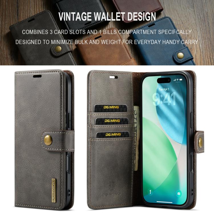 For iPhone Air DG.MING Crazy Horse Texture Detachable Magnetic Leather Phone Case