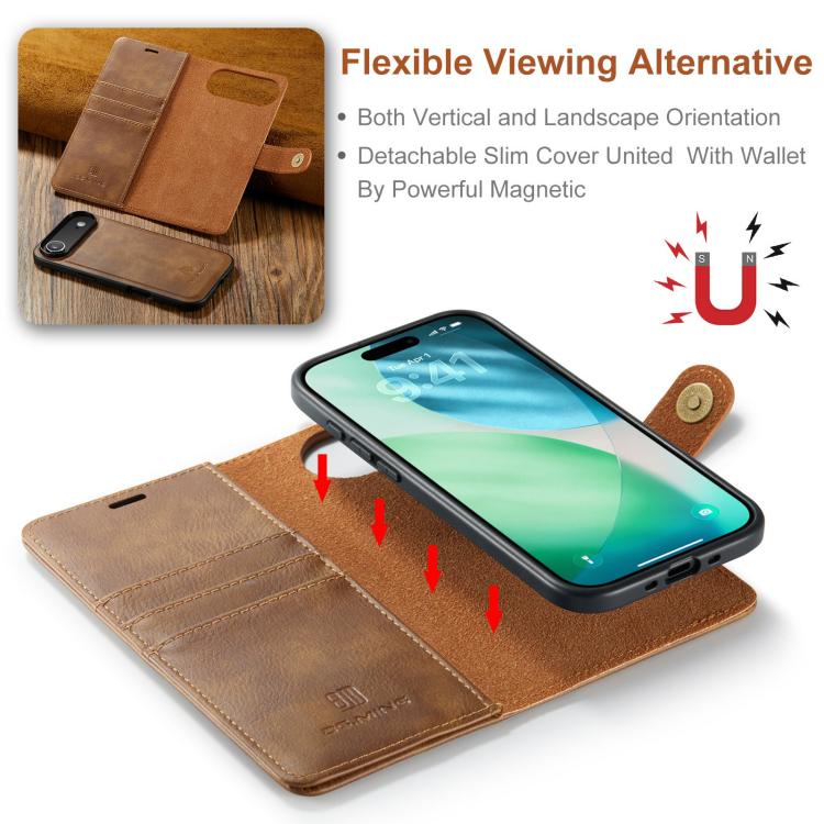 For iPhone Air DG.MING Crazy Horse Texture Detachable Magnetic Leather Phone Case