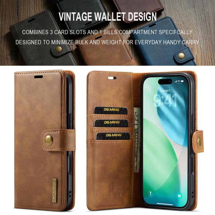 For iPhone Air DG.MING Crazy Horse Texture Detachable Magnetic Leather Phone Case