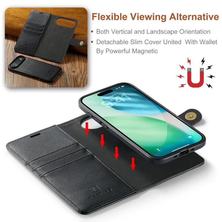 For iPhone Air DG.MING Crazy Horse Texture Detachable Magnetic Leather Phone Case