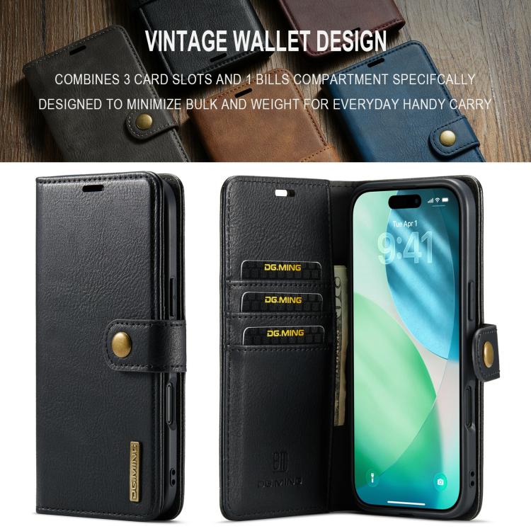 For iPhone Air DG.MING Crazy Horse Texture Detachable Magnetic Leather Phone Case