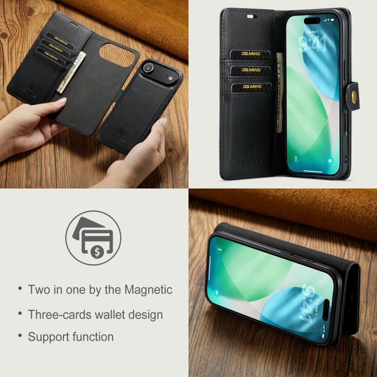 For iPhone Air DG.MING Crazy Horse Texture Detachable Magnetic Leather Phone Case
