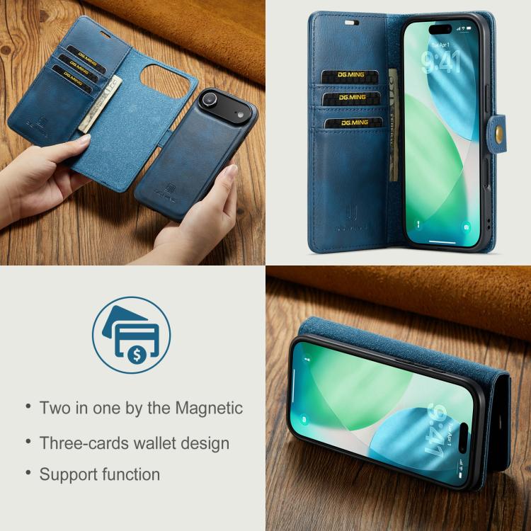 For iPhone Air DG.MING Crazy Horse Texture Detachable Magnetic Leather Phone Case