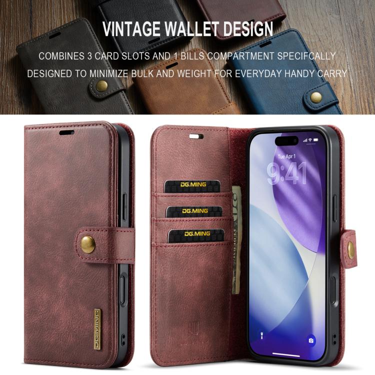 For iPhone 17 Pro DG.MING Crazy Horse Texture Detachable Magnetic Leather Phone Case