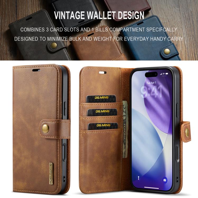 For iPhone 17 Pro DG.MING Crazy Horse Texture Detachable Magnetic Leather Phone Case