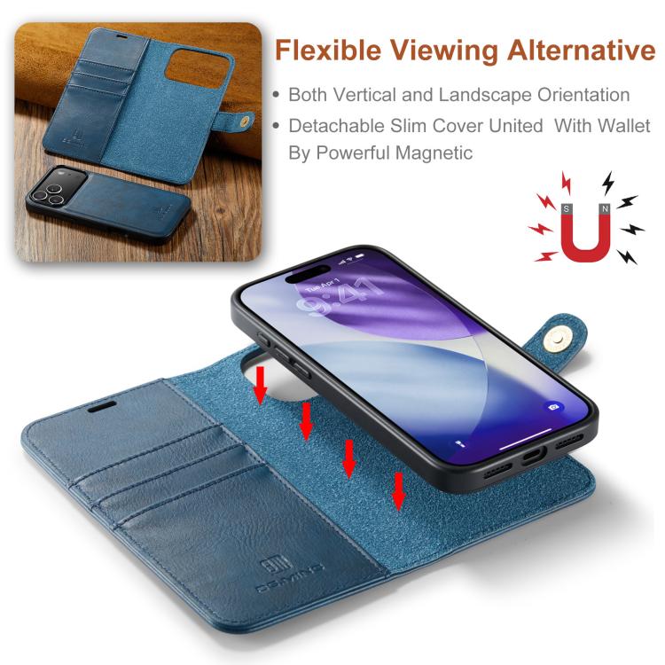 For iPhone 17 Pro DG.MING Crazy Horse Texture Detachable Magnetic Leather Phone Case