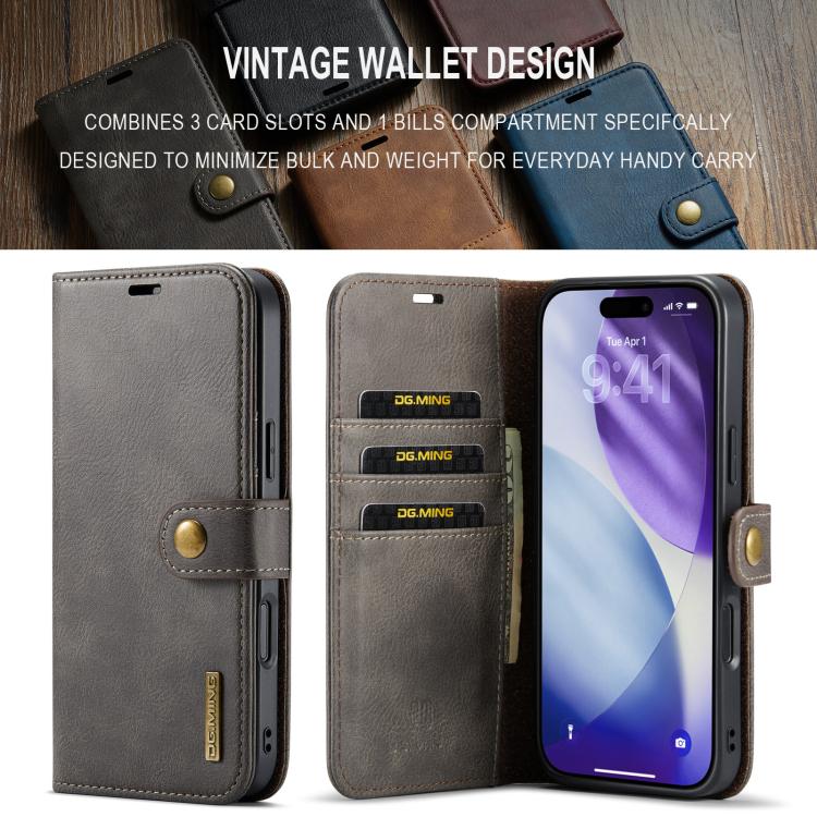 For iPhone 17 Pro Max DG.MING Crazy Horse Texture Detachable Magnetic Leather Phone Case