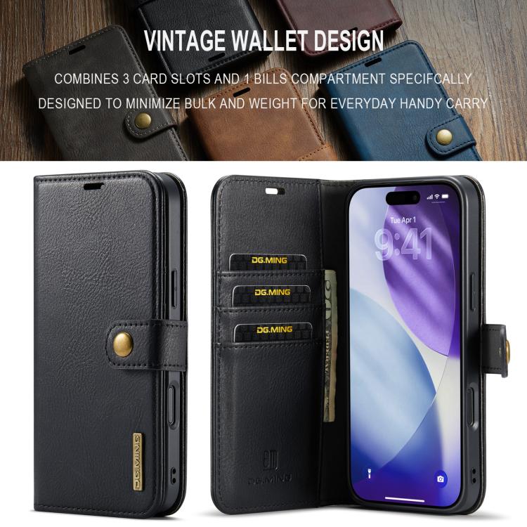 For iPhone 17 Pro Max DG.MING Crazy Horse Texture Detachable Magnetic Leather Phone Case