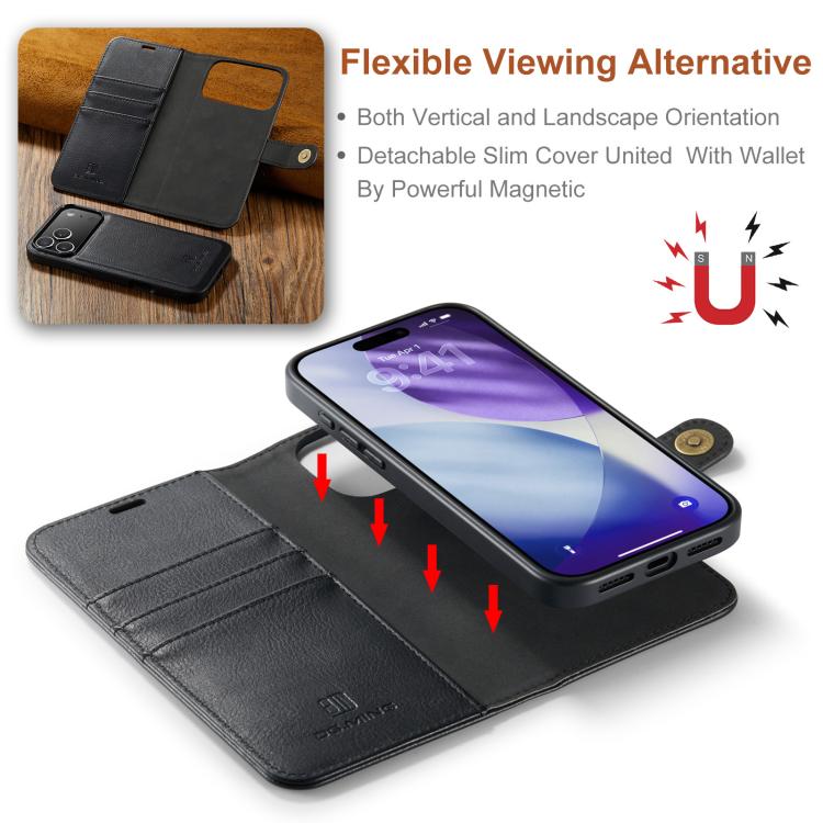 For iPhone 17 Pro Max DG.MING Crazy Horse Texture Detachable Magnetic Leather Phone Case