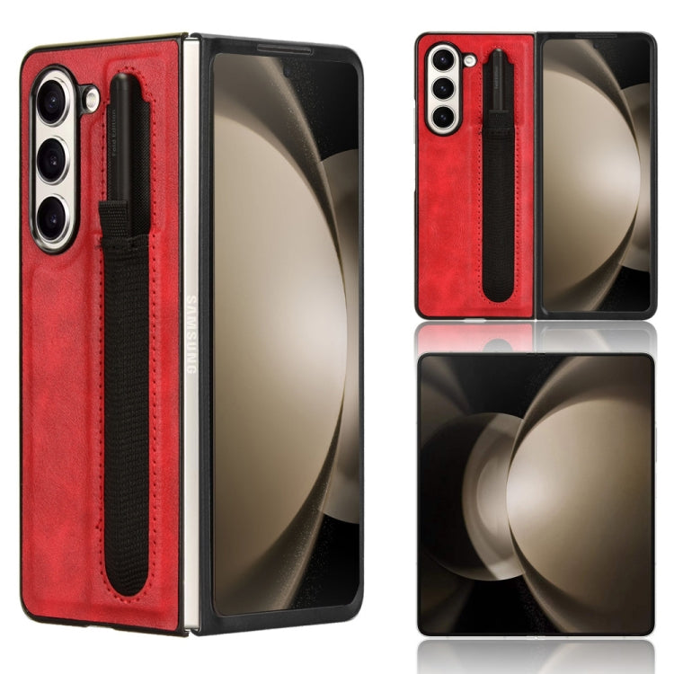 For Samsung Galaxy Z Fold5 Vintage Texture Phone Case with Pen Slot