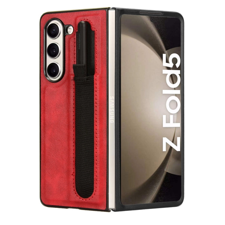 For Samsung Galaxy Z Fold5 Vintage Texture Phone Case with Pen Slot
