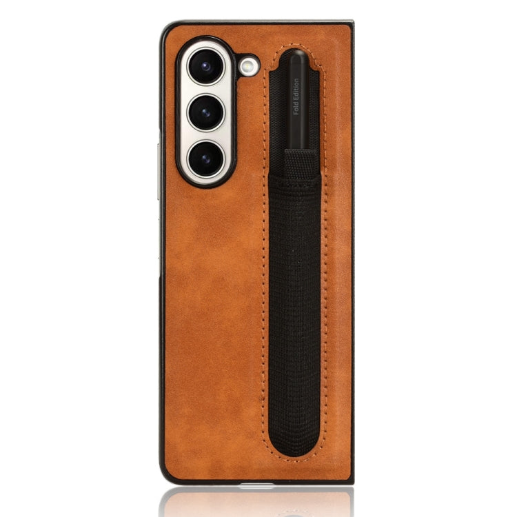 For Samsung Galaxy Z Fold5 Vintage Texture Phone Case with Pen Slot
