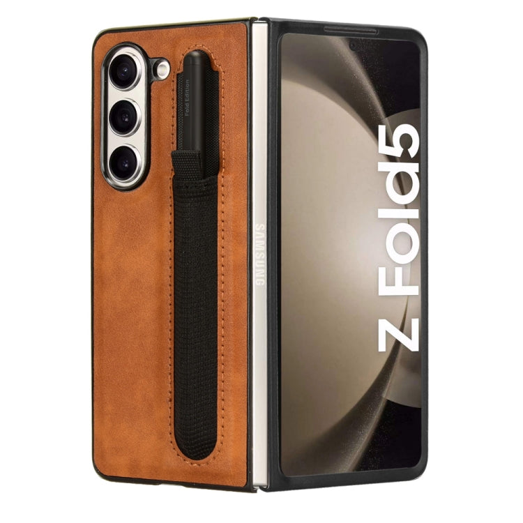 For Samsung Galaxy Z Fold5 Vintage Texture Phone Case with Pen Slot