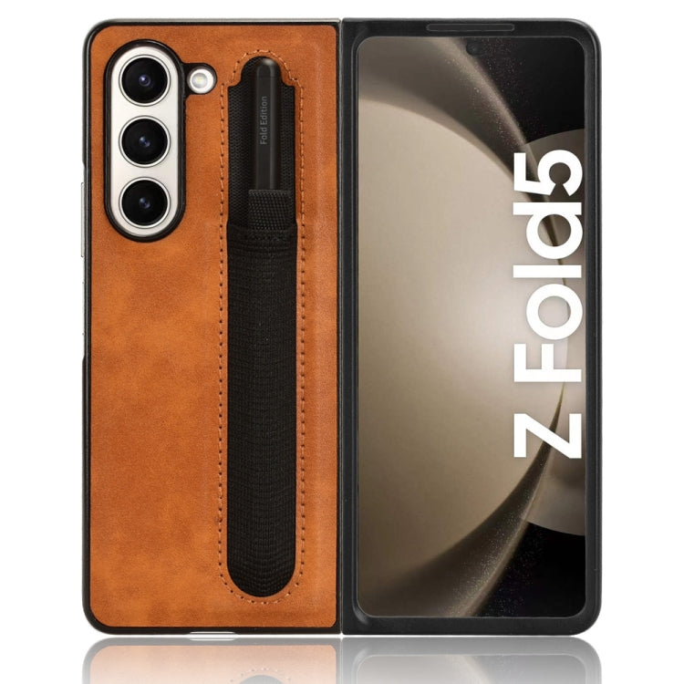 For Samsung Galaxy Z Fold5 Vintage Texture Phone Case with Pen Slot