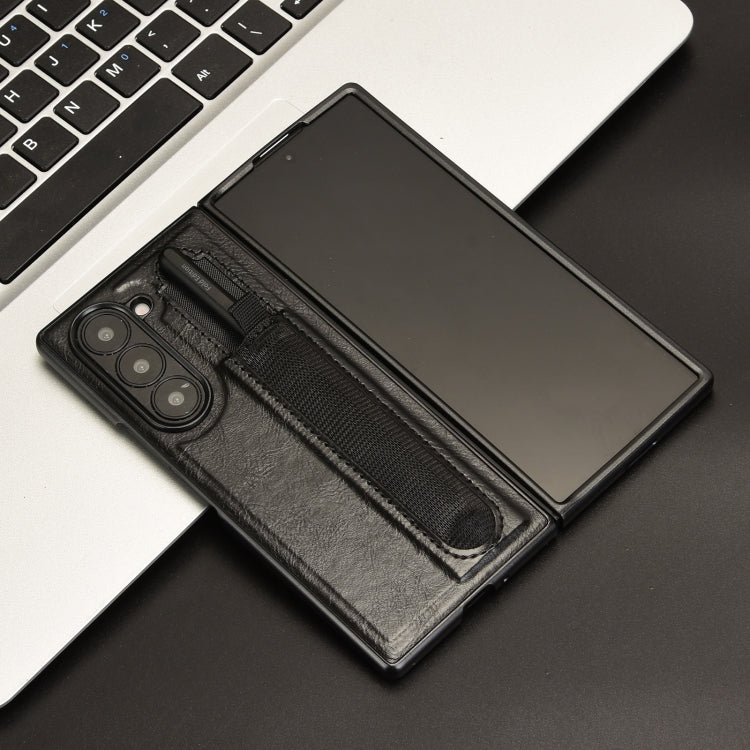For Samsung Galaxy Z Fold6 Vintage Texture Phone Case with Pen Slot