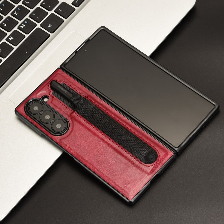 For Samsung Galaxy Z Fold6 Vintage Texture Phone Case with Pen Slot