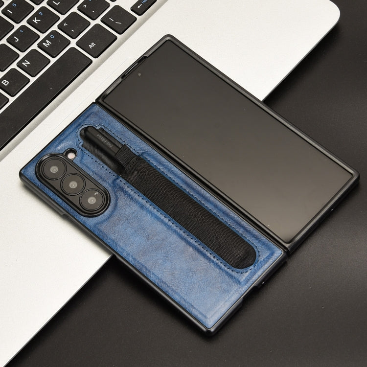 For Samsung Galaxy Z Fold6 Vintage Texture Phone Case with Pen Slot