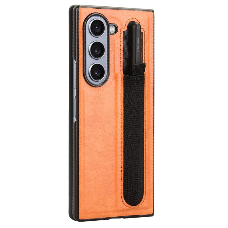 For Samsung Galaxy Z Fold6 Vintage Texture Phone Case with Pen Slot