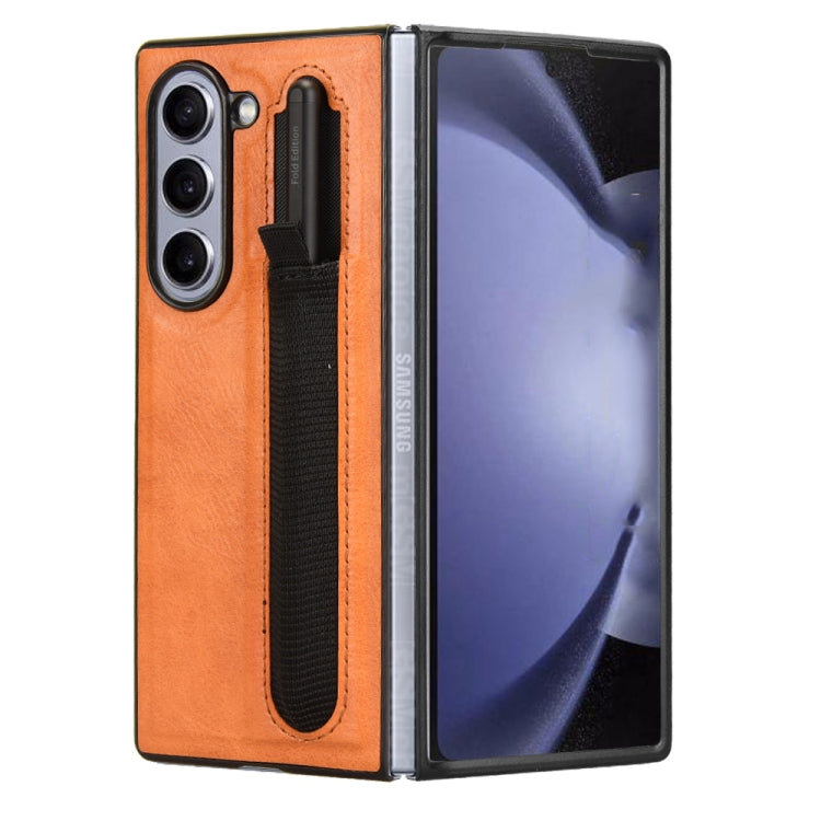 For Samsung Galaxy Z Fold6 Vintage Texture Phone Case with Pen Slot