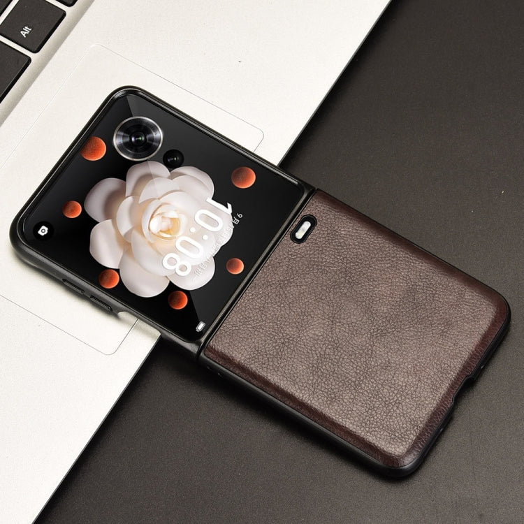 For Honor Magic V Flip Litchi Texture Back Cover Phone Case