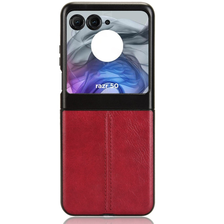 For Motorola Razr 50 Cow Pattern Sewing Back Cover Phone Case