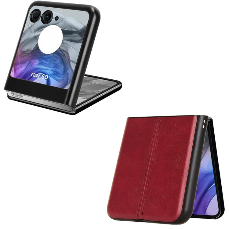 For Motorola Razr 50 Cow Pattern Sewing Back Cover Phone Case