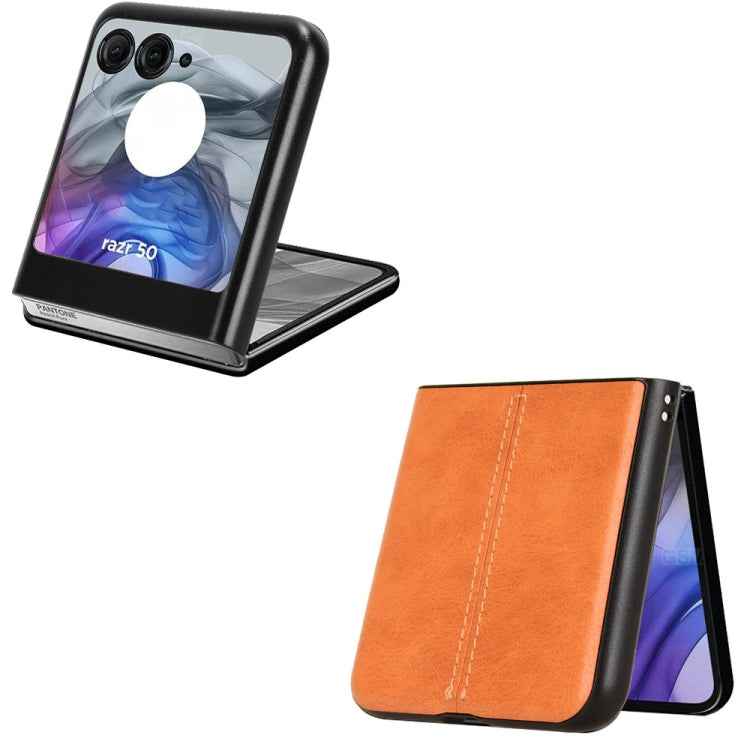 For Motorola Razr 50 Cow Pattern Sewing Back Cover Phone Case