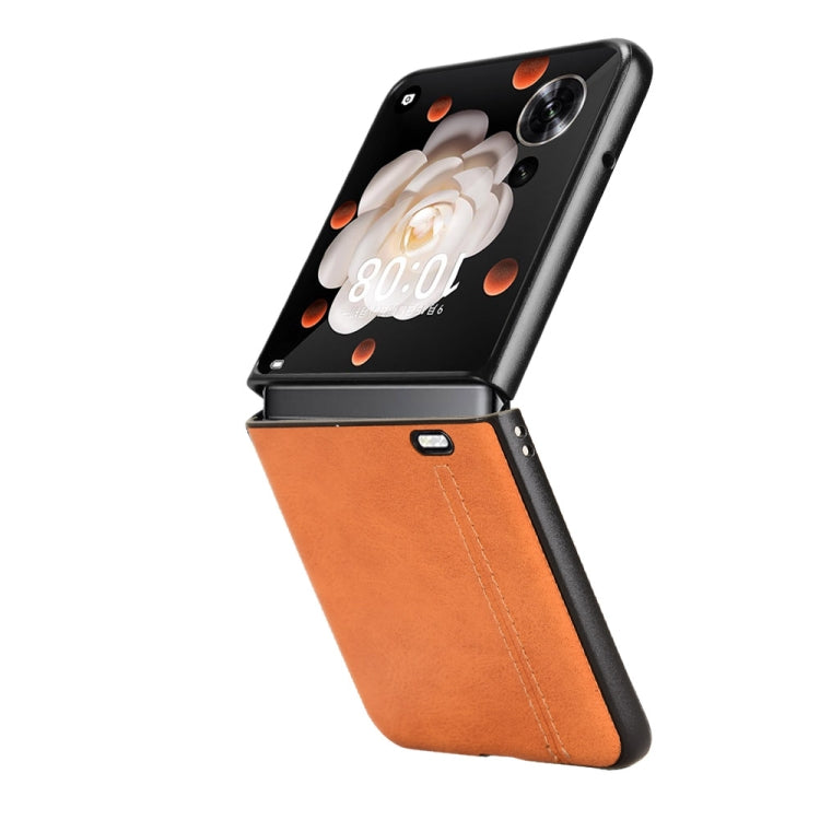 For Honor Magic V Flip Cow Pattern Sewing Back Cover Phone Case