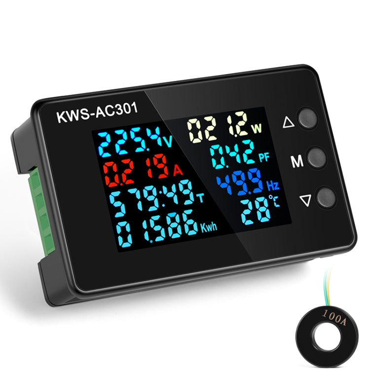 KWS-AC301L-100A 50-300V AC Digital Display Closed Current Voltmeter with 485 Communication(Black)