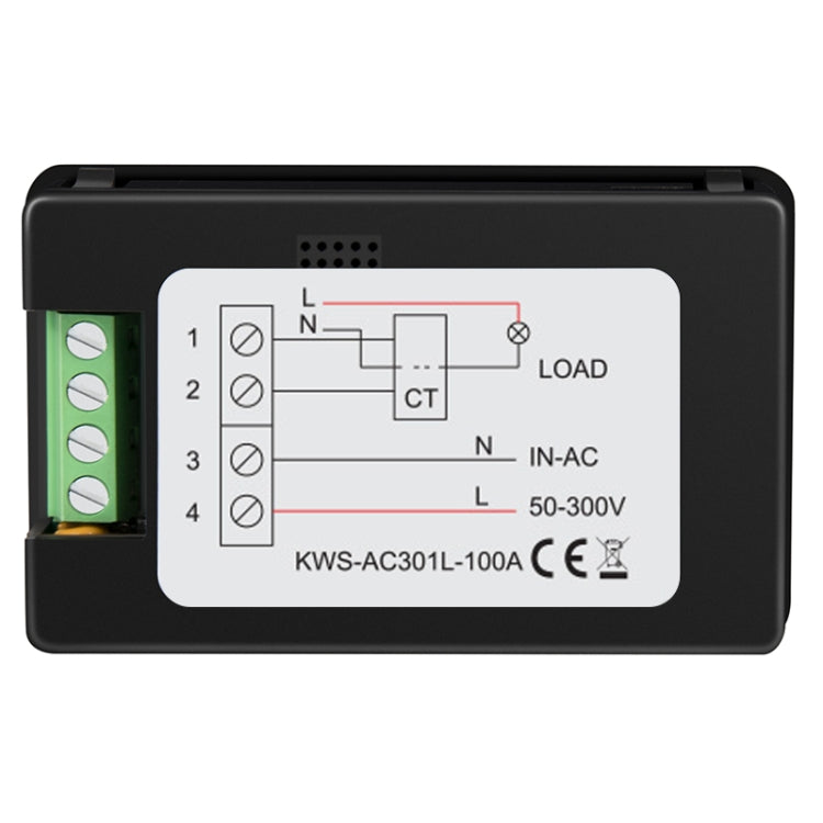 KWS-AC301L-100A 50-300V AC Digital Display Closed Current Voltmeter with 485 Communication(Black)