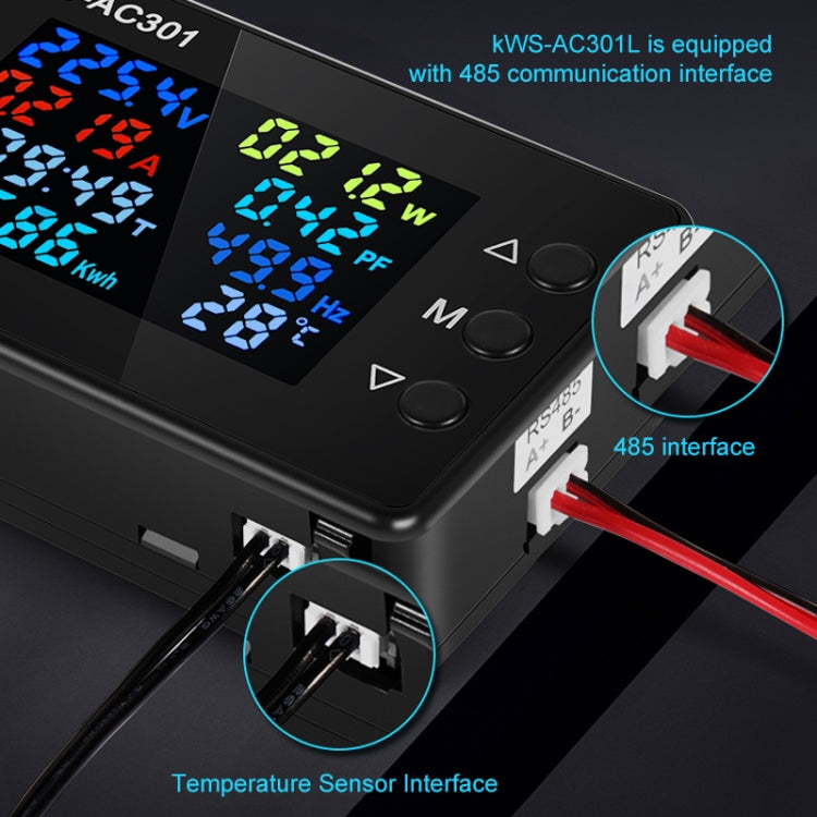 KWS-AC301L-100A 50-300V AC Digital Display Closed Current Voltmeter with 485 Communication(Black)