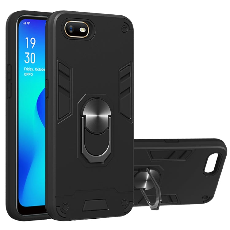 For OPPO A1k & Realme C2 2 in 1 Armour Series PC + TPU Protective Case with Ring Holder