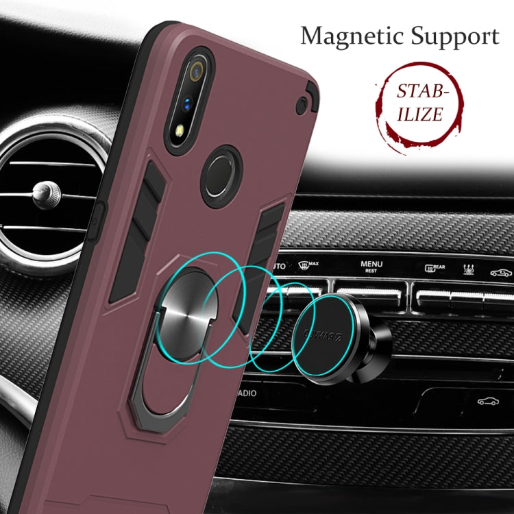 For OPPO Realme 3 Rro 2 in 1 Armour Series PC + TPU Protective Case with Ring Holder